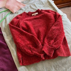 LOFT red Chenille sweater size medium